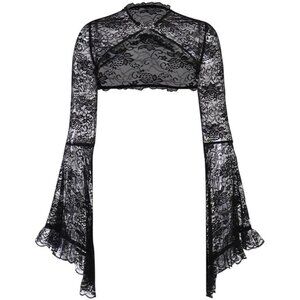 Women Black Bolero Shrug Goth Crop Top Fairy Shrugs for Dresses